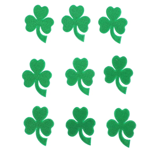 Vosarea 9Pcs Day Patch Green Shamrocks Embroidered Decorative Clothing Applique