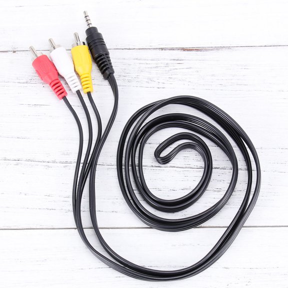 Vosarea Black Camcorder Cable Av Line Video Audio Cable with Stereo to 3 Audio Adapter for Easy Connections