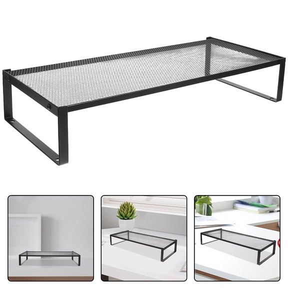 Vosarea Black Metal Computer Stand Riser for Desk Enhances Posture and Boosts Workspace Efficiency