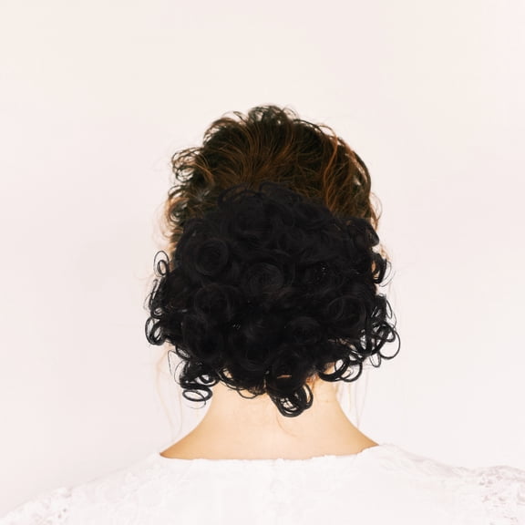 Vosarea Black Curly Bun Hair Piece with Elastic Band for Full Messy Ponytail Hairstyle