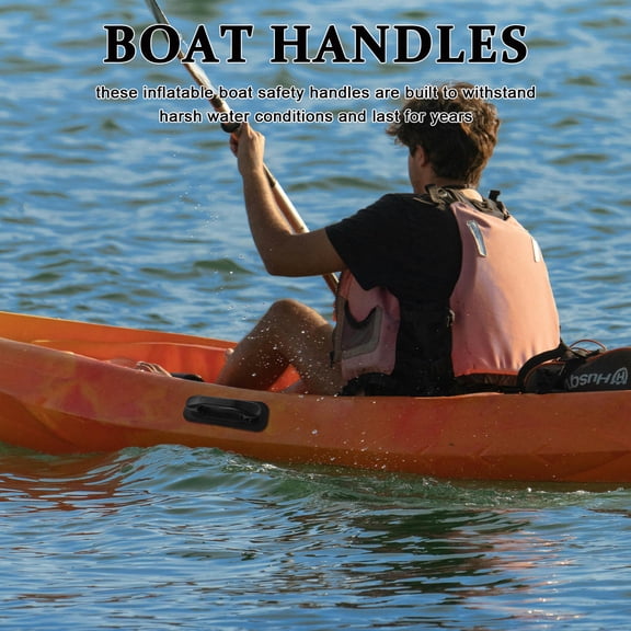 Vosarea Black Inflatable Boat Handrails with Safety Handles, Kayak Grab Bars for Secure Paddling