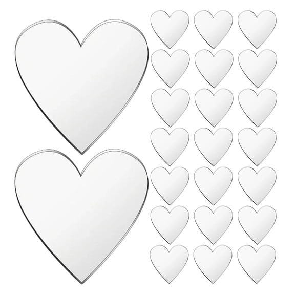 Vosarea Craft Mirrors 100pcs Heart Shape Mirror Silver Acrylic for Special Occasions
