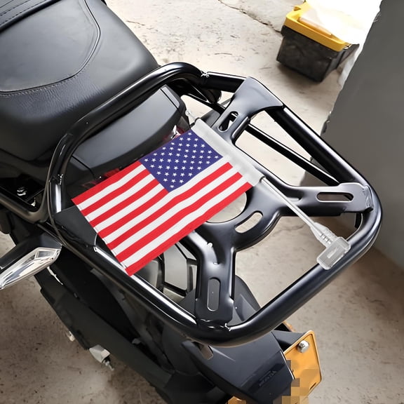 Vosarea Decorative Flag Holder Cycling Cargo Rack Flagpole Metal Silver 1Pcs