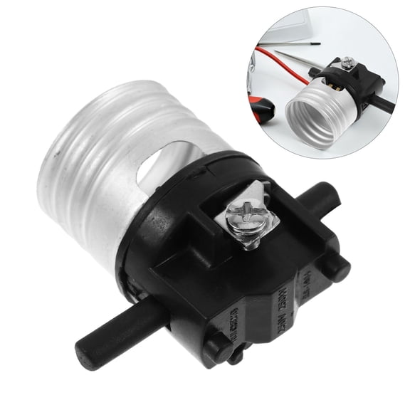 Vosarea Black Lamp Socket Replacement E26 Push Switch for Lighting Fixture Repair