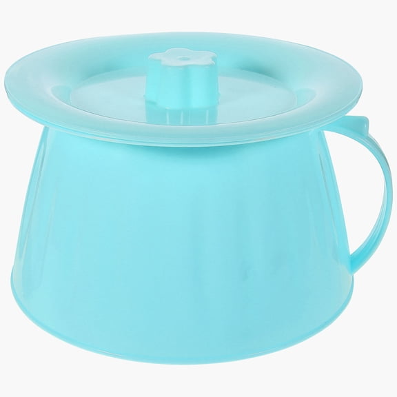 Vosarea Durable Blue Plastic Spittoon Urinal Chamber Pot with Lid for Home Use