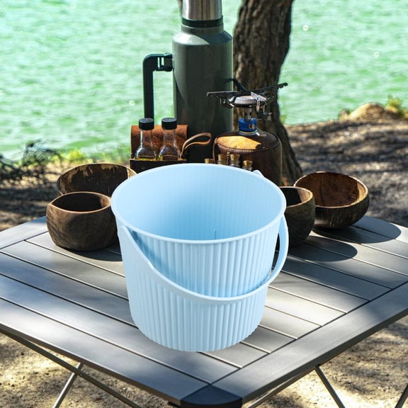 Vosarea Durable Plastic Outdoor Bucket Sky Blue for Camping Travel Fishing and Gardening