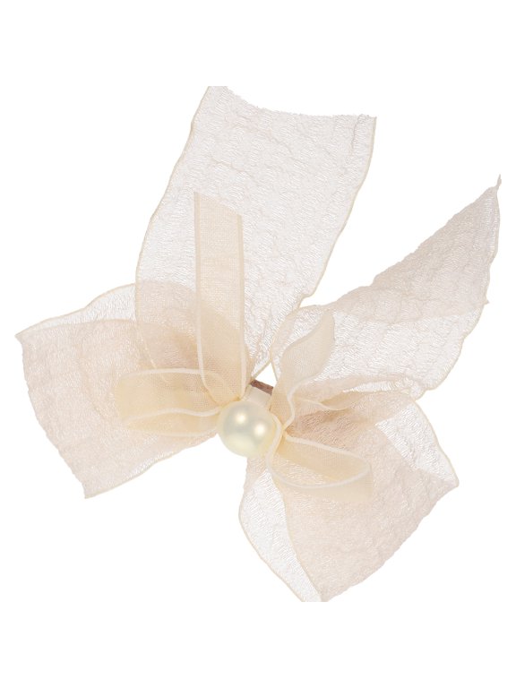 Elegant Beige Lace Bow Hairclip Lightweight Party Bowknot Hairpin Hair Accessory