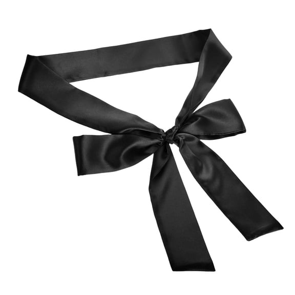 Vosarea Elegant Satin Tie Waist Band with Bow Accent Black Dressy Sash for Formal Occasions