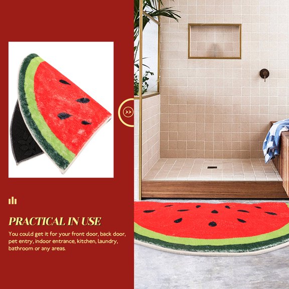 Vosarea Entrance Rug Indoor Watermelon Design Absorbent Doormat for Front Door and Kitchen