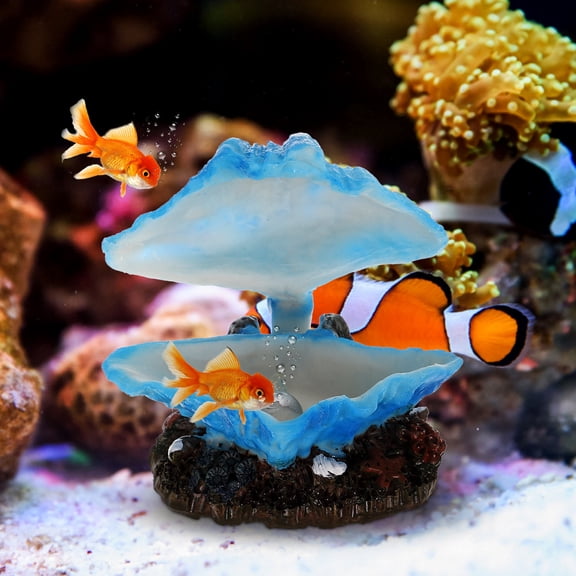 Vosarea Lifelike Blue Resin Shell Aquarium Decor Stable Bottom Design for Tanks