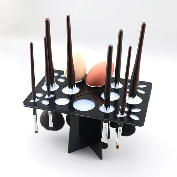 Vosarea Foldable Makeup Brush Drying Rack Black Cosmetic Shelf for Travel and Storage Use