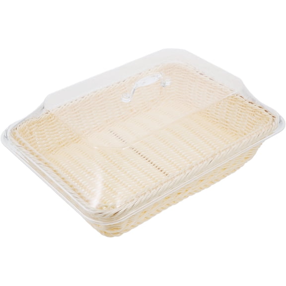 Vosarea Fruit Basket with Lid Bread Basket for Table Beige Plastic 1 Set for Households