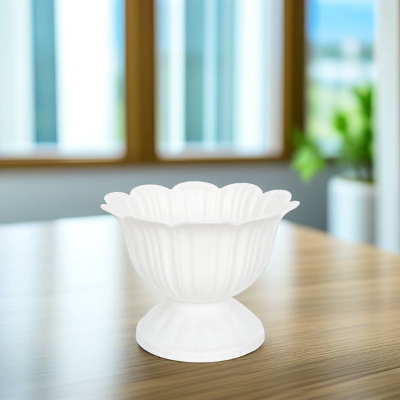 Vosarea Garden Urn Planter White Round PP Planters for Women 1Pcs 5.5x4.1in