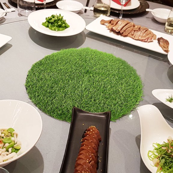 Vosarea Low Maintenance Fake Grass Rug for Table Centerpiece and Outdoor Use
