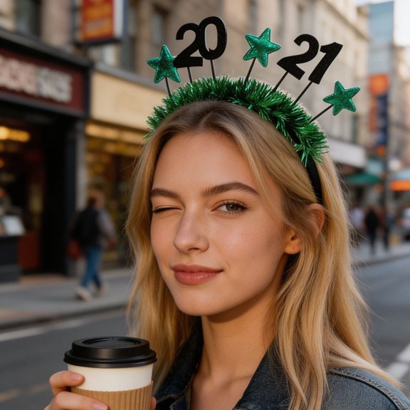 Vosarea Green New Year Hairband 2027 Soft Elastic Comfortable Headwear for Nye Celebration