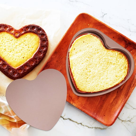 Vosarea Heart Cake Pan in Rose Plated Gold Aluminum Alloy Perfect for Baking Cakes and Brownies