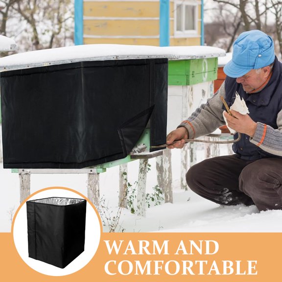 Vosarea Beehive Wrap in Black, 600D Oxford Cloth Insulation for Home Winter Weather and Warmth