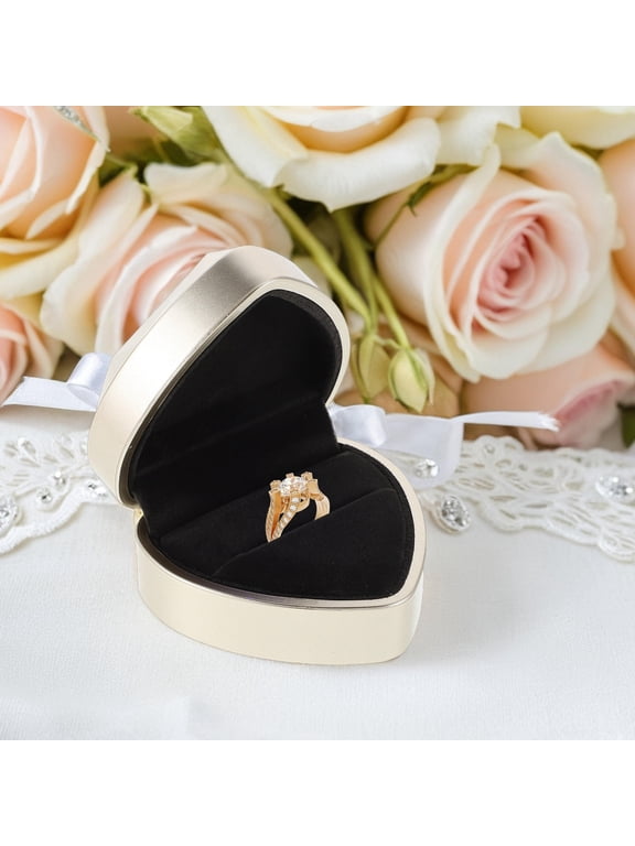 Heart Shaped LED Illuminated Velvet Jewelry Box for Pendants