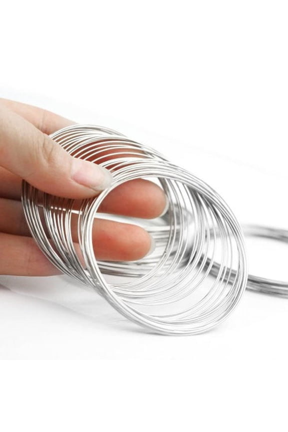 DIY Bracelet Memory Wire Loop, Plated Silver Spiral Wire, 100 Loops
