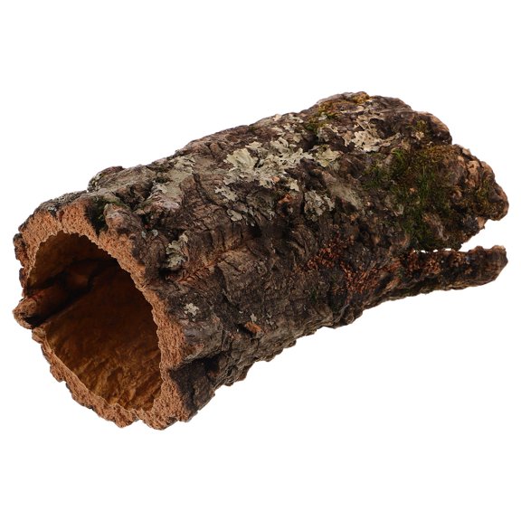 Vosarea Natural Brown Reptile Hideout Cave Designed As Hollow Log for Fish Tank and Terrarium Decoration