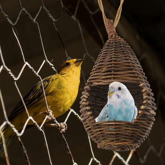 Vosarea Natural Straw Rattan Bird Nest Handwoven Hanging Decoration for Garden and Home Use