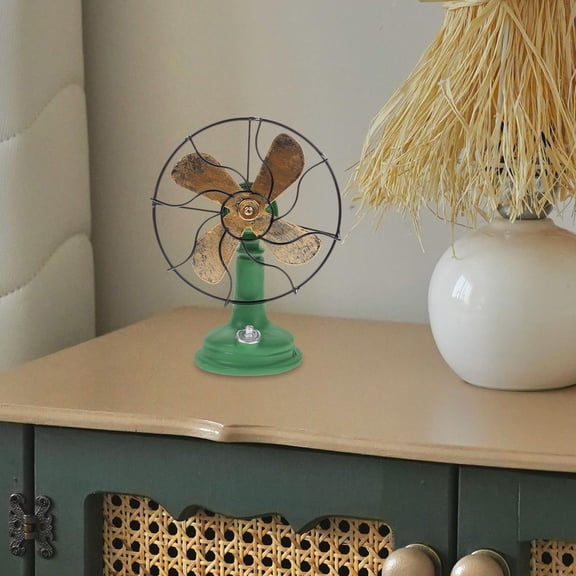 NIAIZEK Vintage Non Functional Standing Fan Resin Decor Old Crafts Fan Household Bedroom Bar Style Casual Decoration(6.69X5.12X5.12in)