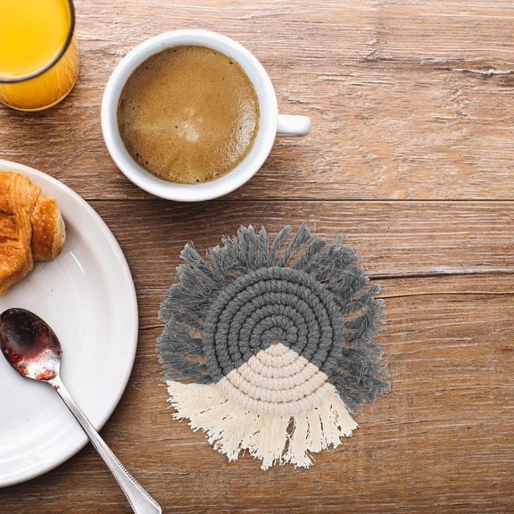 Vosarea Nordic Style Handmade Macrame Drink Coasters with Tassels for Home and Office