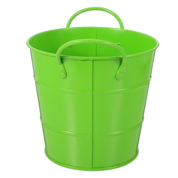 Vosarea Office Trash Bin Green Galvanized Iron Rustic Waste Disposal 1Pcs