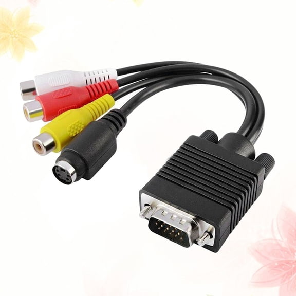 Vosarea Pc Adapter Cable Vga to Rca Audio Video and S-Video Converter for Television Black