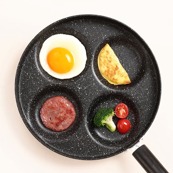 Vosarea Plated Silver 4 Cup Egg Cooker Frying Pan with Nonstick Surface for Easy Omelette Flipping