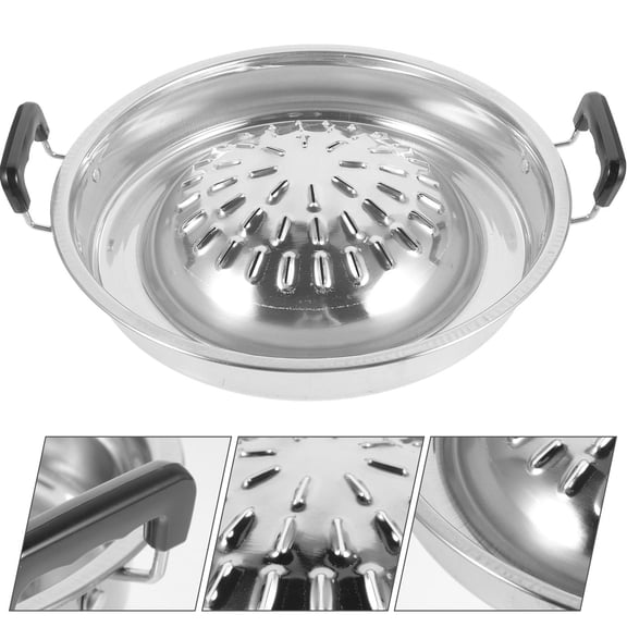 Vosarea Portable Plated Silver Bbq Pan for Grilling Meat Fish and Dishes Perfect for Picnic Supplies