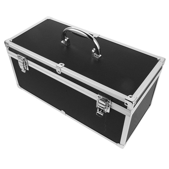 Vosarea Portable Aluminum Alloy Tool Case Black with Metal Latches for Sound Equipment and Electronic Device Storage