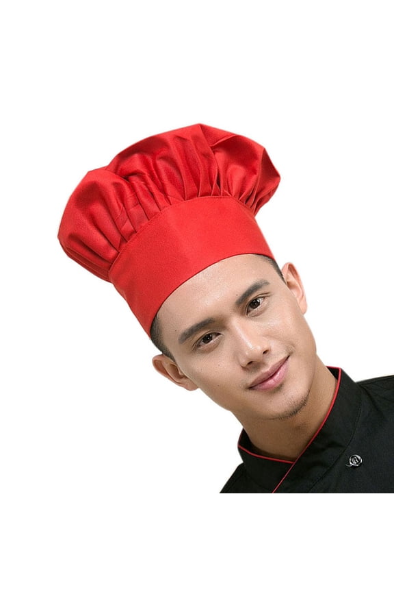Red Chef Hat Mushroom Style Polyester Cotton for Restaurants