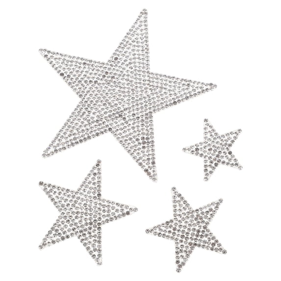 Vosarea Rhinestone Car Stickers 1 Set Silver Star Decals Self-Adhesive Bling Auto Decoration 3.62*3.62*0.04 Inch