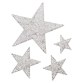 Vosarea Rhinestone Car Stickers 1 Set Silver Star Decals Self-Adhesive Bling Auto Decoration 3.62*3.62*0.04 Inch