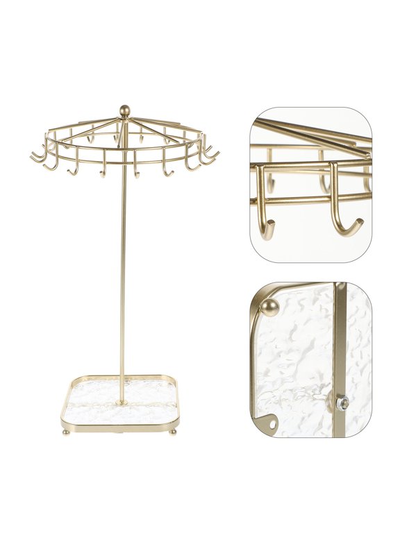 Acrylic Rotating Jewelry Rack with 18 Hooks Bracelet Holder Desktop