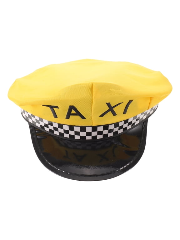 Taxi Driver Hat Yellow Polyester for Party Vintage Cabbie Style