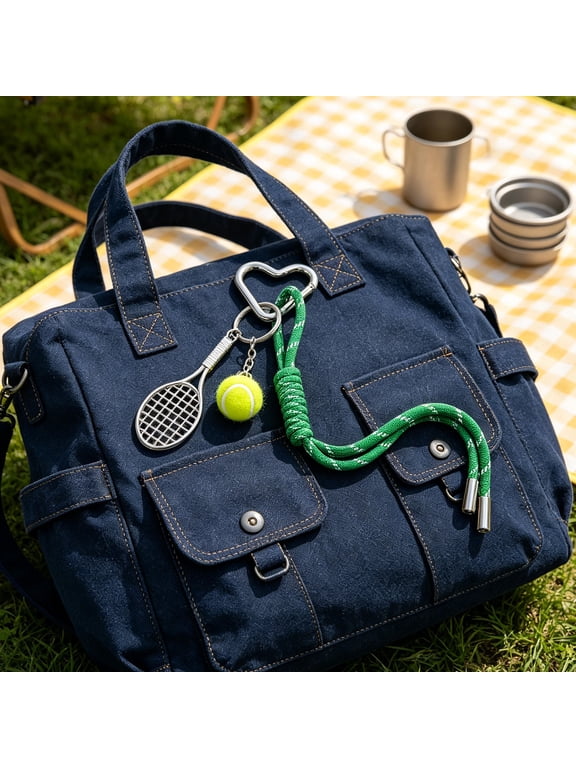 Tennis Keychain Woven Durable Braided Pendant Lightweight Sports Bag Charm for Backpack Decor