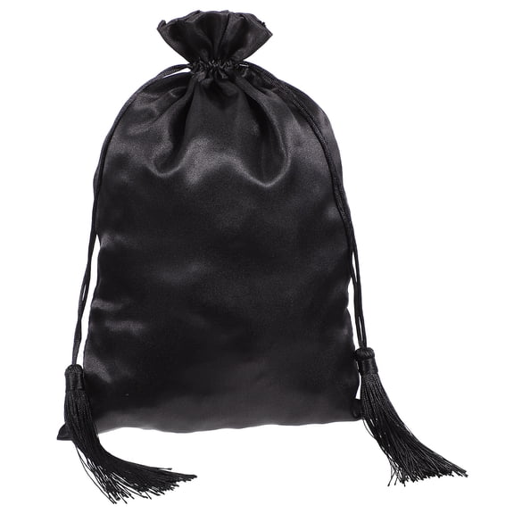 Vosarea Compact Black Toiletry Bag with Dual Tassel Drawstrings for Secure Storage