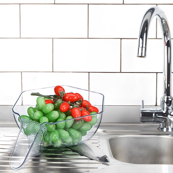 Vosarea Transparent Colander for Kitchen Use Drain Basket with Fine Mesh for Fruit Washing