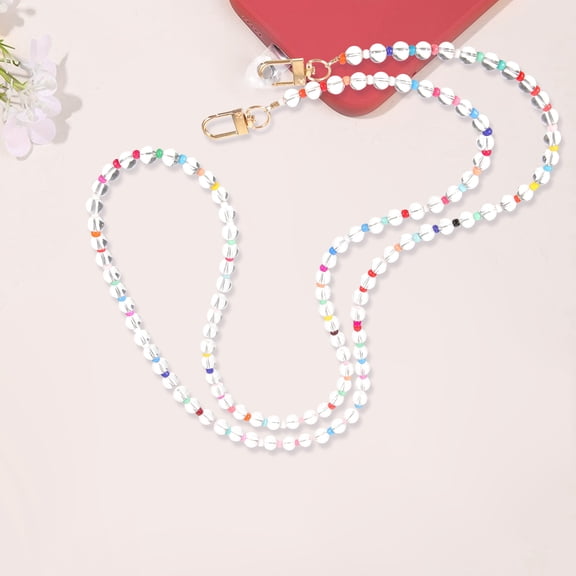 Vosarea Transparent Phone Wrist Strap with Beaded Chain for Stylish Phone Case Accessory and Easy Use