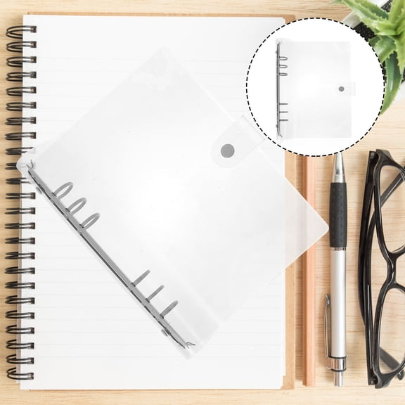 Vosarea White Loose Leaf Ring Binder with Transparent Cover Flexible Round Binder Rings for Home Notebook