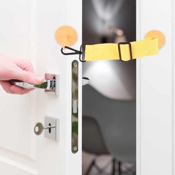 Vosarea Yellow Adjustable Door Strap and Latch for Pets Punch Free Wear Resistant Design