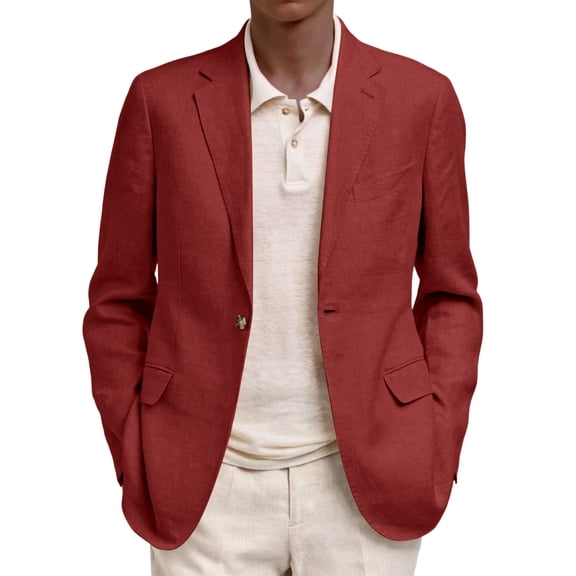 Voska Blazer for Men Casual Sport Coat Notch Lapel Suit Jacket Notch Lapel Blazer,Button Front Sport Coat,Business Casual Jacket Wine L