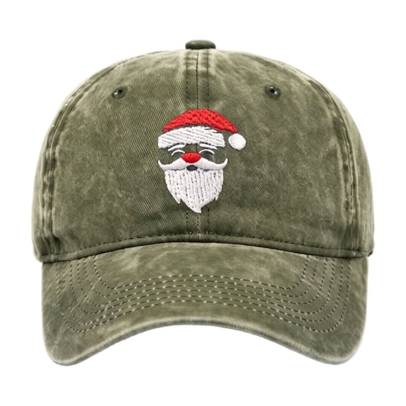 Voska Christmas Hats Christmas Baseball Cap Funny Santa Adjustable Embroidery Cotton Hat for Men Women Army Green One Size