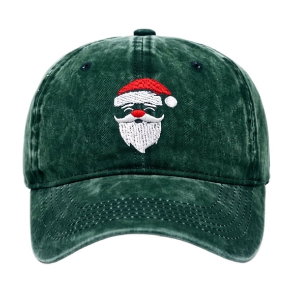 Voska Christmas Hats Christmas Baseball Cap Funny Santa Adjustable Embroidery Cotton Hat for Men Women Dark Green One Size