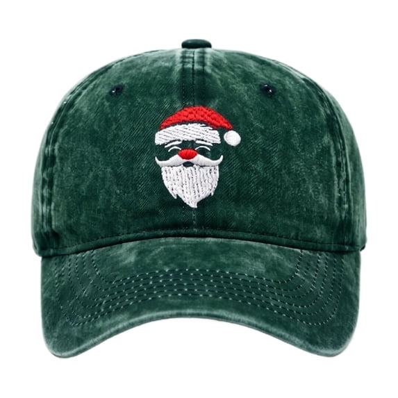 Voska Christmas Hats Christmas Baseball Cap Funny Santa Adjustable Embroidery Cotton Hat for Men Women Dark Green One Size