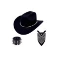 thumbnail image 1 of Voska Cowboy Hats Vacation Cowboy Hats Rivets Studded Gift Cowgirl Hat Black One Size, 1 of 6