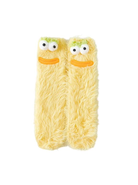 Crazy Funny Fuzzy Silly Socks for Kids Women,Girls Fluffy Slipper Novelty Fun Socks,Cute Cozy Soft Animal Sock One Size