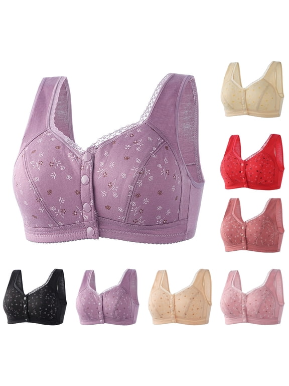 Daisy Bra for Older Women Front Closure Bras for Senior No Underwire Red 36